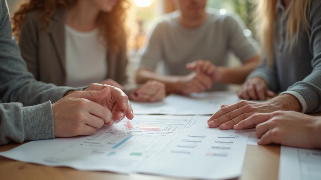 Familie beim gemeinsamen Finanzgespräch mit Sparzielen und Geldplanung Dokumenten