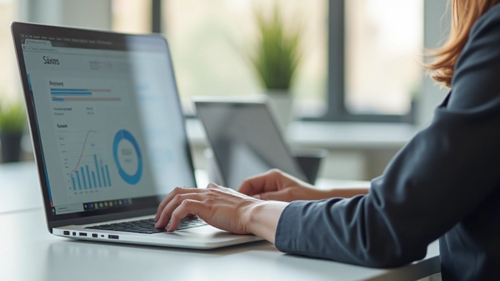 Person setzt Sparziele mit Diagrammen und Finanzzielen auf Laptop-Bildschirm fest